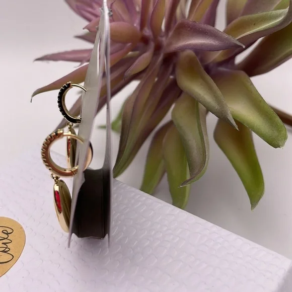 Earrings Gold Plated 18K Huggies Modern Fashion Woman’s Girl’s - Picture 5 of 12